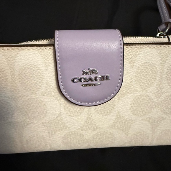 Coach Cream and Lavender Wristlet - Picture 1 of 5